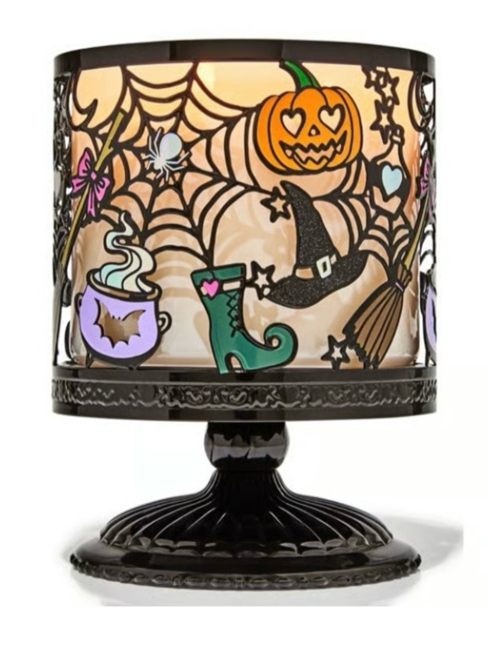 2025 Bath & Body Works Witch Halloween 3-Wick Candle Holder Pedestal Metal